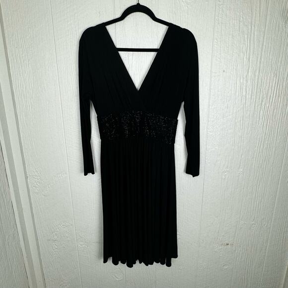 JS Boutique V Neck Knee Length Cocktail Dress Grunge Dark Romantic Size 4 Black - Picture 9 of 11